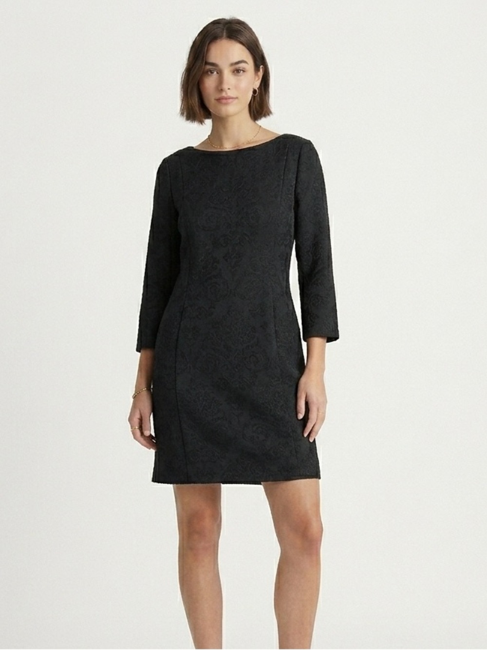 Annette Görtz Zilla Shift Dress Boat Neck Jacquard Black Size 42